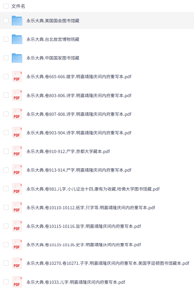 永乐大典219本.散本收集